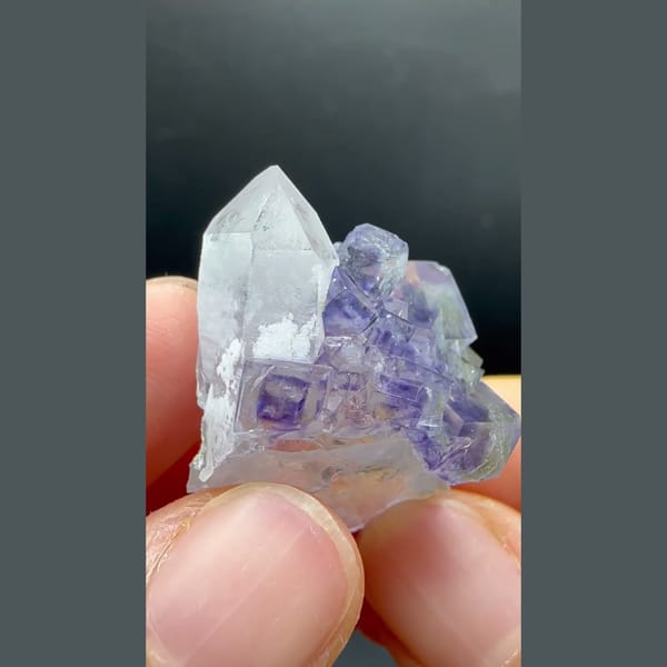 Quartz with Purple Fluorite and Chlorite Yaogangxian 2.7 cm — alternate view