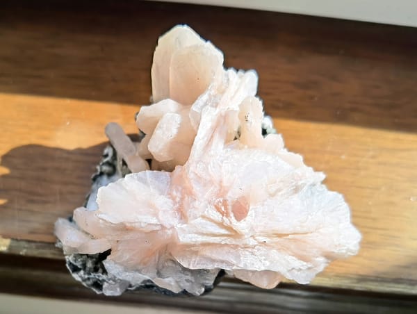 Complete front view of Pink Zeolite Crystal Cluster on Matrix from India