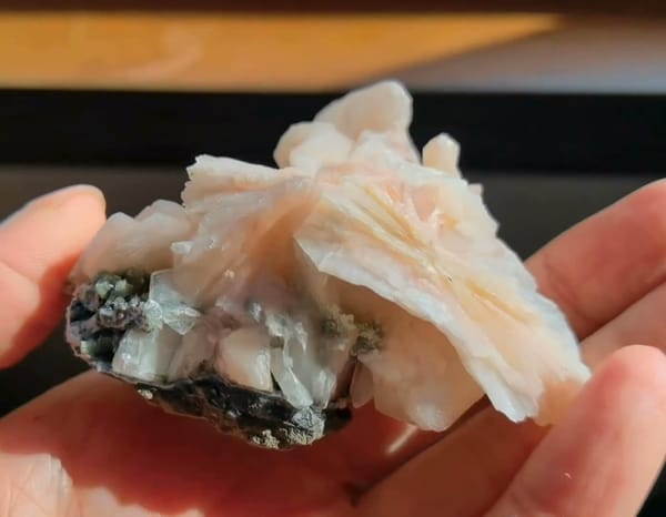 Complete underside view of the exact Pink Zeolite Crystal Cluster on Matrix from India
