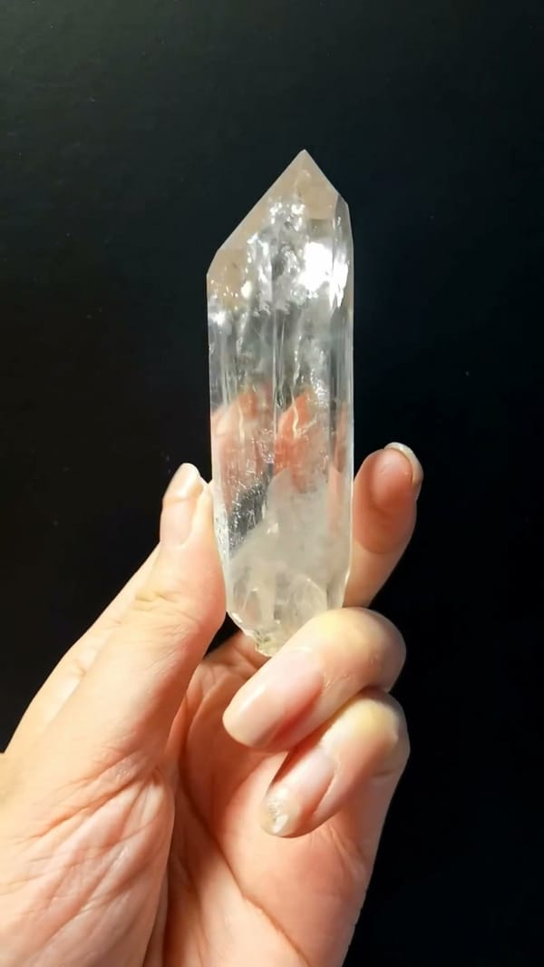Complete reverse view of the exact Clear Himalayan Quartz Point with Golden Inclusions from Pakistan