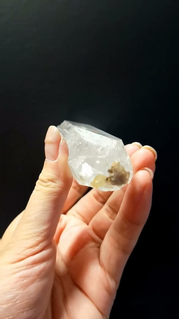 Complete underside view of the exact Clear Himalayan Quartz Point with Golden Inclusions from Pakistan