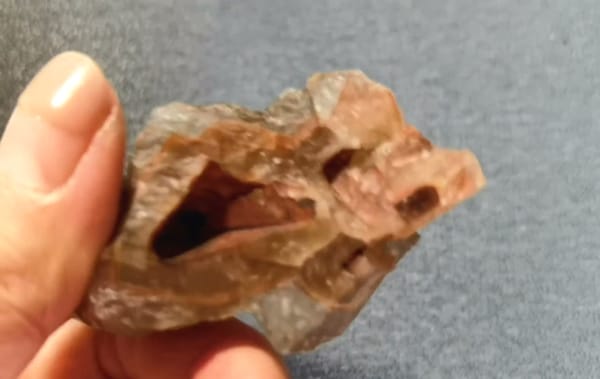 Complete side view of the exact Chocolate-Brown Calcite with Pyrite from Daye