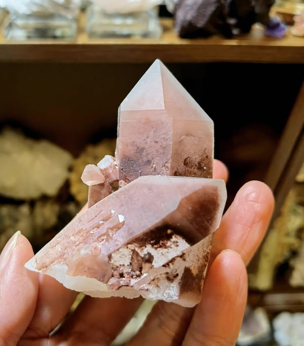 Complete front view of Red Quartz Cluster with Internal Zoning from South Africa