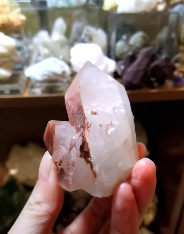 Complete side view of the exact Red Quartz Cluster with Internal Zoning from South Africa