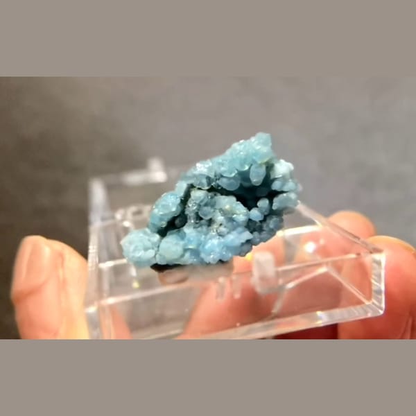 Vivid blue gibbsite allophane thumbnail from Guizhou — complete view