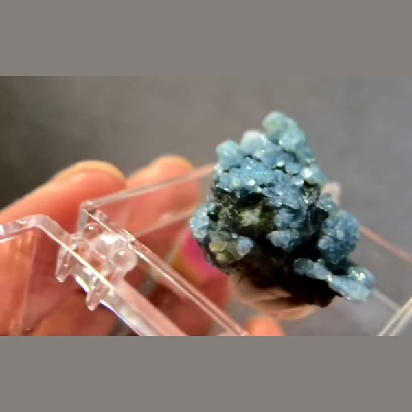 Vivid blue gibbsite allophane thumbnail from Guizhou — detail view