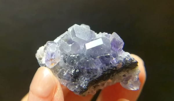 Complete front view of Blue-Violet Fluorite Cluster from Fujian