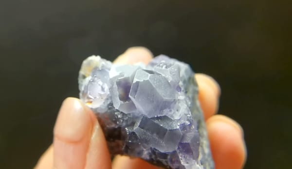 Complete side view of the exact Blue-Violet Fluorite Cluster from Fujian