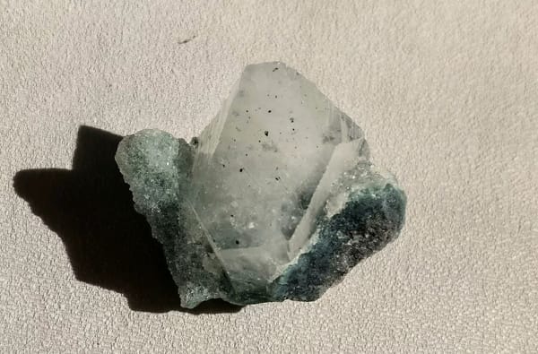 Pale Green Sugar Apophyllite with Phantom — India