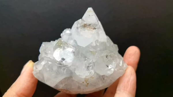 Complete front view of Clear Apophyllite Crystal Cluster from India