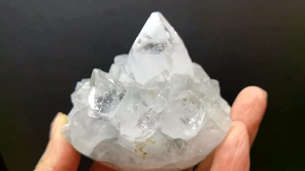 Complete side view of the exact Clear Apophyllite Crystal Cluster from India