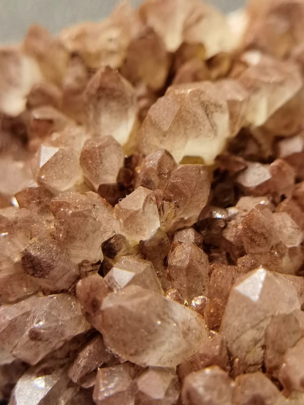 Strawberry Red Quartz Cluster with Phantoms — South Africa — individual mineral specimen view 2