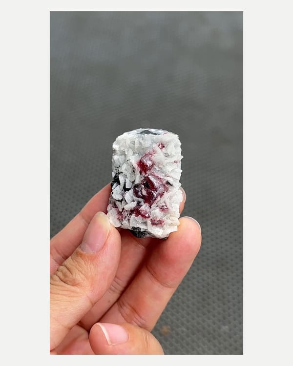 Complete front view of the exact cinnabar with dolomite specimen