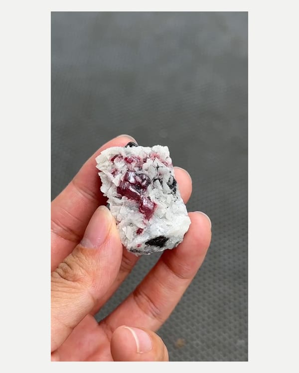 Complete reverse view of the exact cinnabar with dolomite specimen