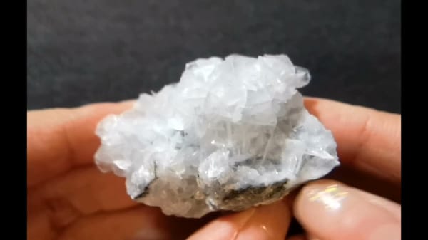 Complete side view of the exact Rose-Petal Lace Calcite from Xianghualing