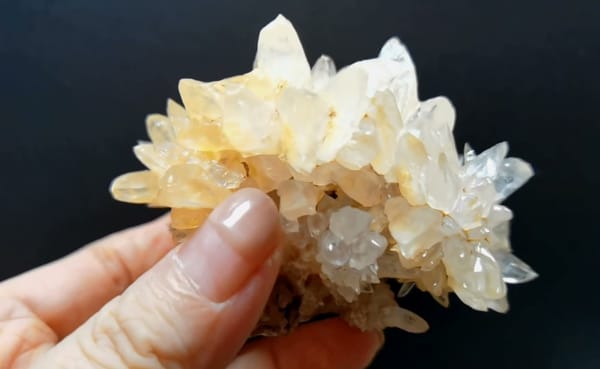 Complete underside view of the exact Yellow Recrystallized Mineral Flower from Yunnan