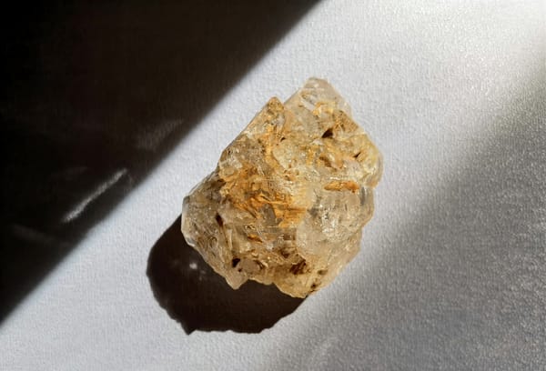 Yellow-Clay Skeletal Castle Quartz — Pakistan — individual mineral specimen view 2
