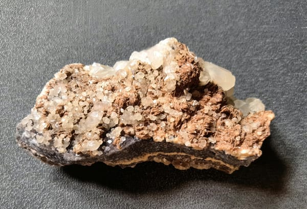 Diamond Calcite with Red Mineral Matrix — Daye — individual mineral specimen view 1