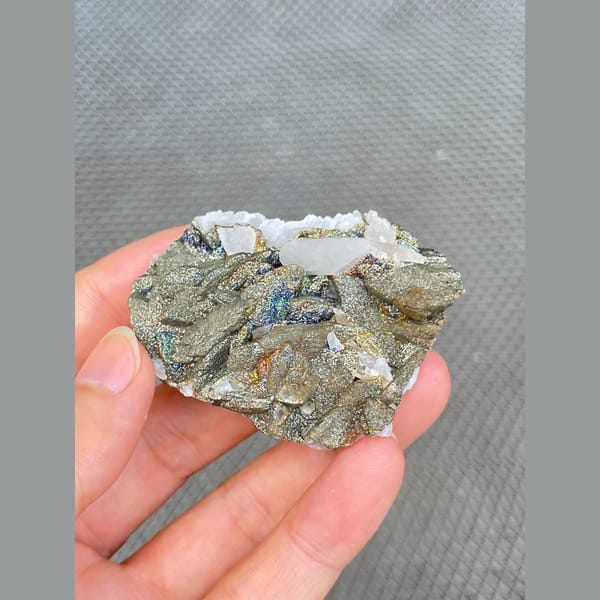 Calcite with brassy pyrite from Hubei — complete view