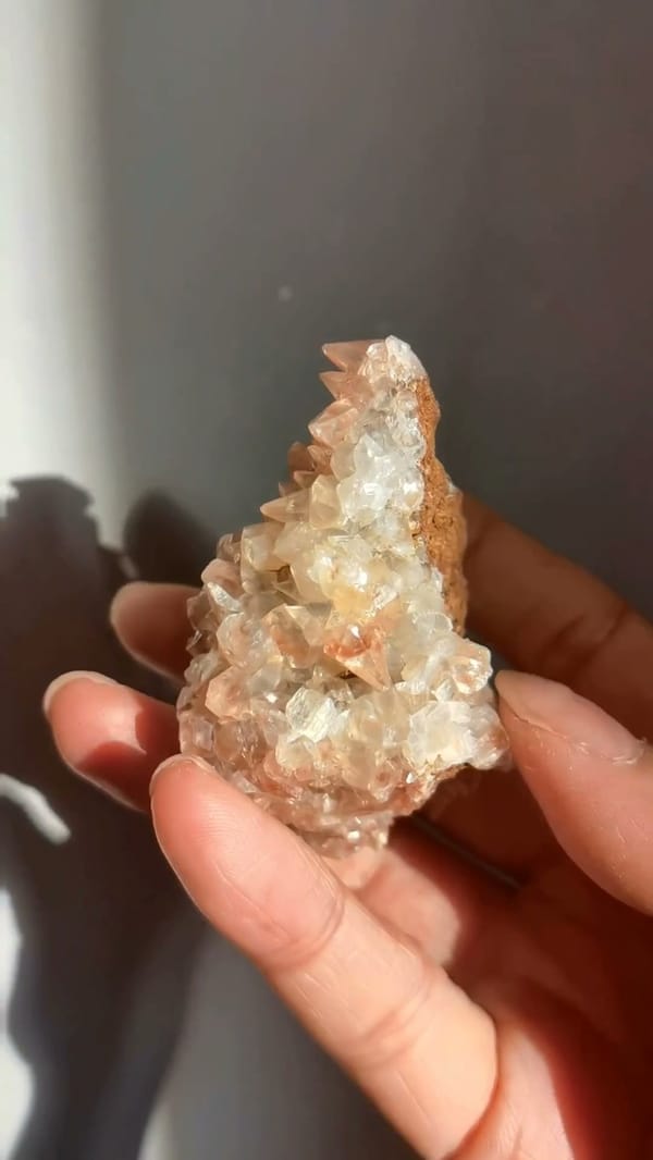 Complete reverse view of the exact Red Scalenohedral Calcite from Daye