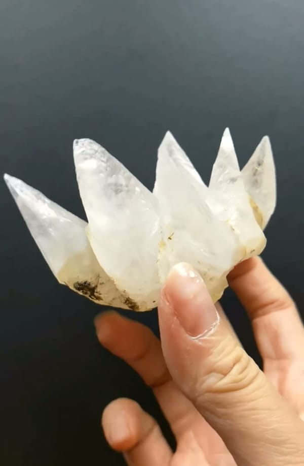 Complete side view of the exact White Dogtooth Calcite Cluster from Hunan