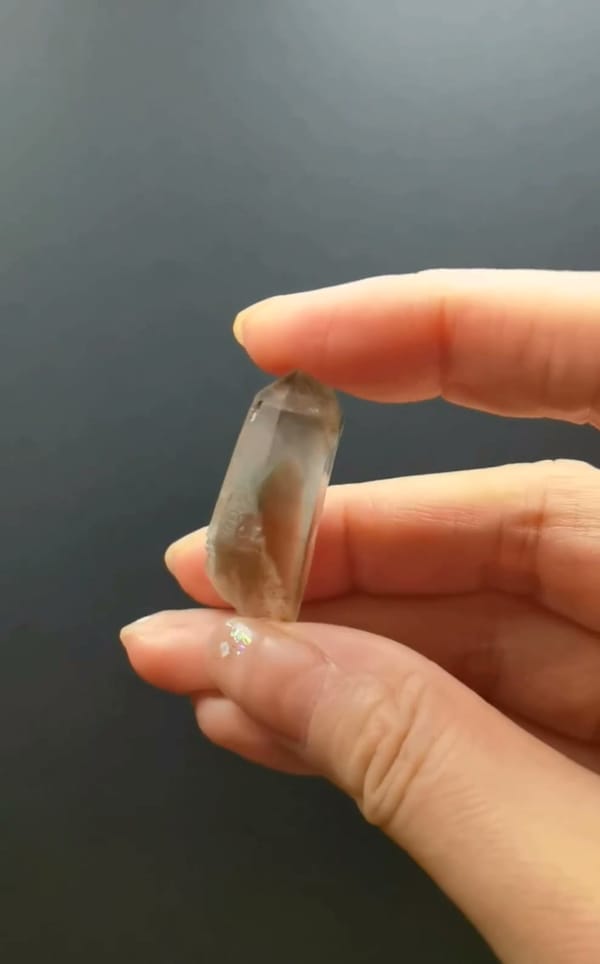 Complete reverse view of the exact Green Phantom Quartz with Red Needle Inclusions