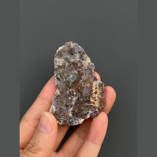 Smoky brown-purple fluorite plate from Inner Mongolia — detail view