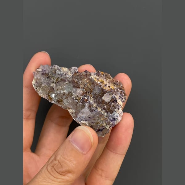 Smoky brown-purple fluorite plate from Inner Mongolia — detail view