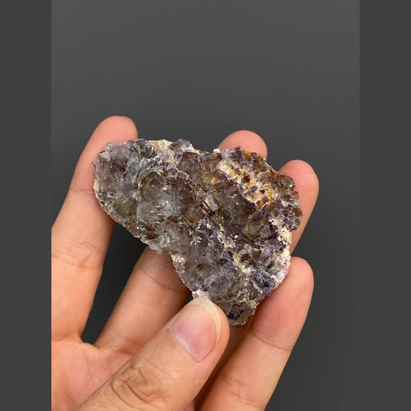 Smoky brown-purple fluorite plate from Inner Mongolia — detail view