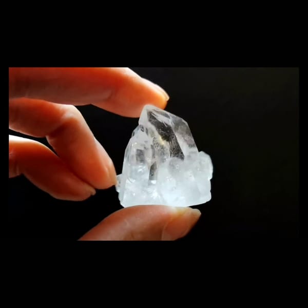 Clear Himalayan quartz cluster from India — complete view