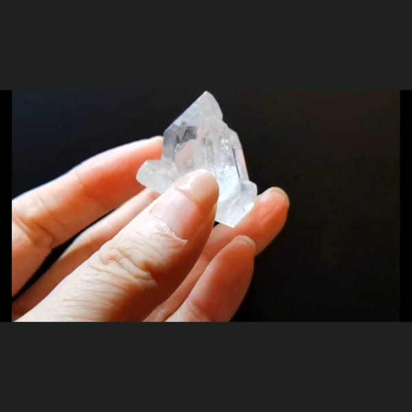 Clear Himalayan quartz cluster from India — detail view