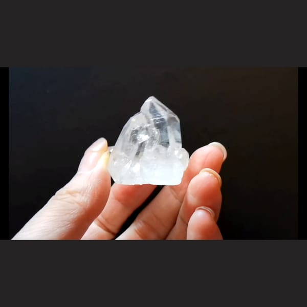 Clear Himalayan quartz cluster from India — detail view