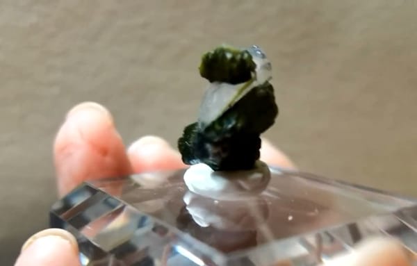 Complete side view of the exact Green Tourmaline Intergrown with Quartz