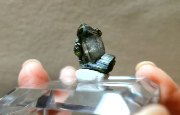 Complete underside view of the exact Green Tourmaline Intergrown with Quartz