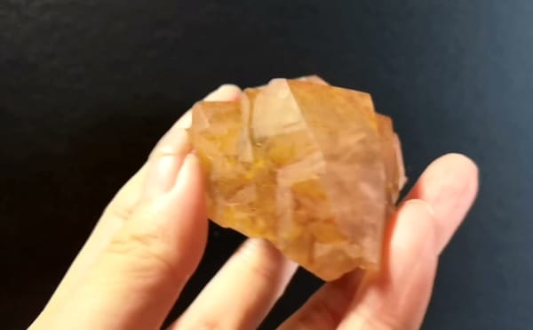 Complete side view of the exact Red-Yellow Columnar Calcite from Daye