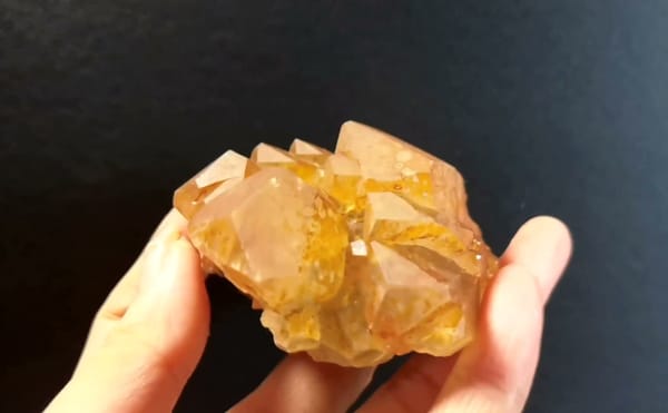 Complete reverse view of the exact Red-Yellow Columnar Calcite from Daye