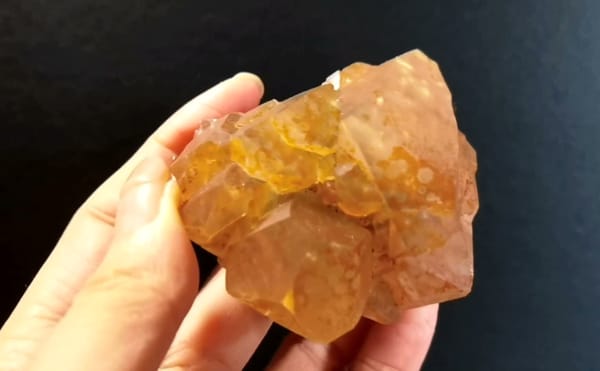 Complete underside view of the exact Red-Yellow Columnar Calcite from Daye