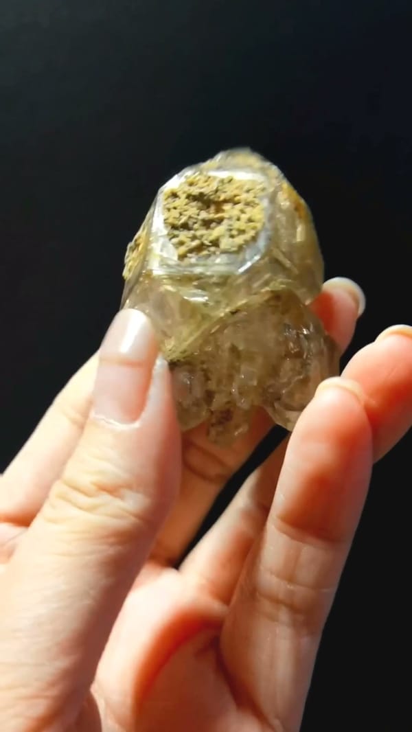 Complete underside view of the exact Golden Multi-Growth Skeletal Quartz from Pakistan