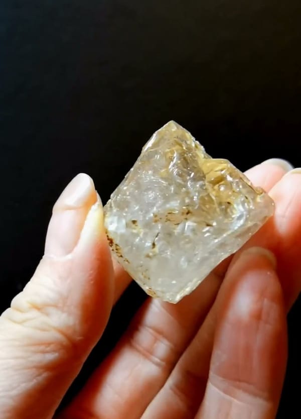 Complete reverse view of the exact Golden Earth Skeletal Quartz from Pakistan