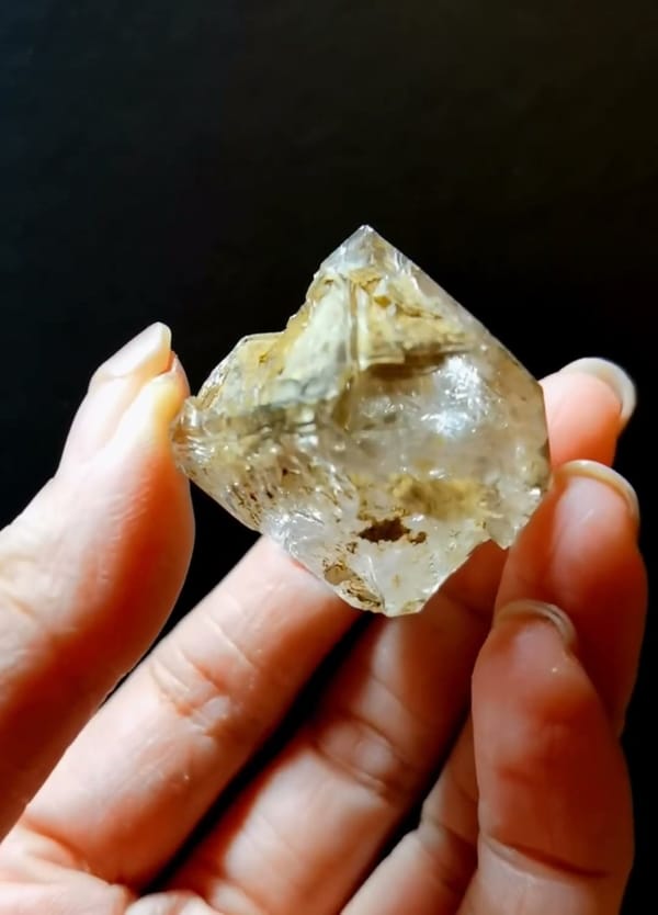 Complete underside view of the exact Golden Earth Skeletal Quartz from Pakistan