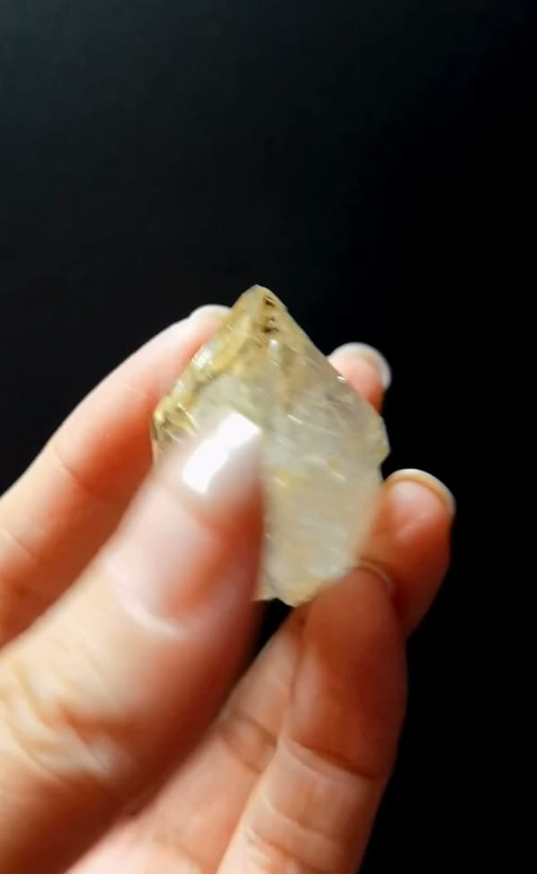 Complete side view of the exact Double-Terminated Skeletal Quartz from Pakistan