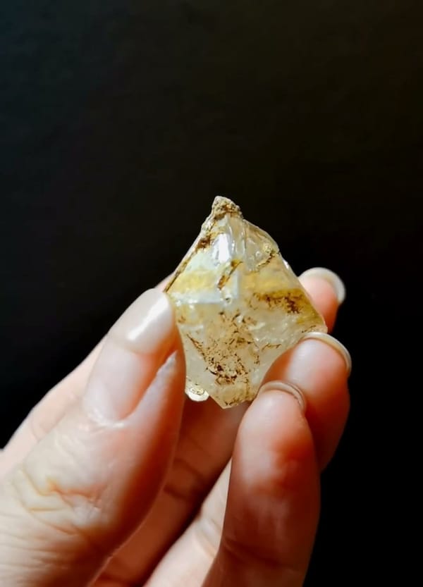 Complete side view of the exact Twinned Frosted Skeletal Quartz from Pakistan