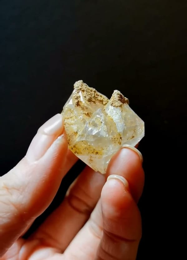 Complete reverse view of the exact Twinned Frosted Skeletal Quartz from Pakistan