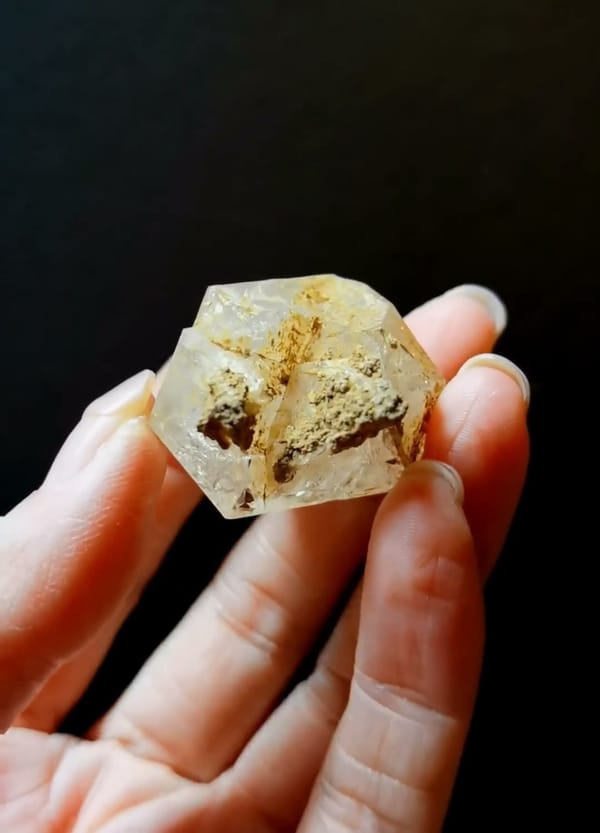 Complete underside view of the exact Twinned Frosted Skeletal Quartz from Pakistan