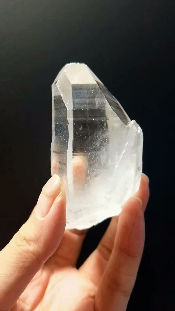 Complete front view of Clear Quartz Crystal from Xuebaoding, Sichuan