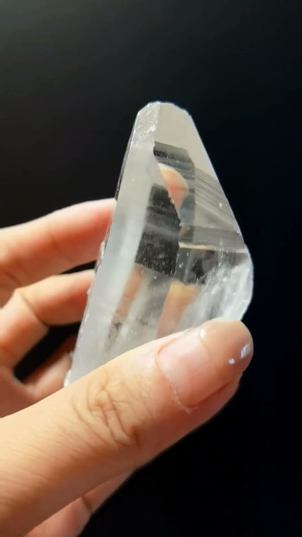 Complete underside view of the exact Clear Quartz Crystal from Xuebaoding, Sichuan