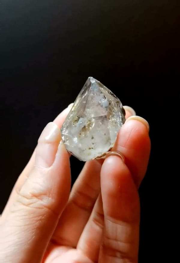 Complete side view of the exact Bright-Faced Skeletal Quartz from Namibia