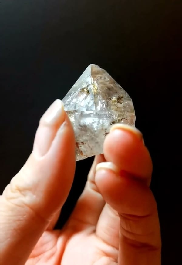 Complete underside view of the exact Bright-Faced Skeletal Quartz from Namibia