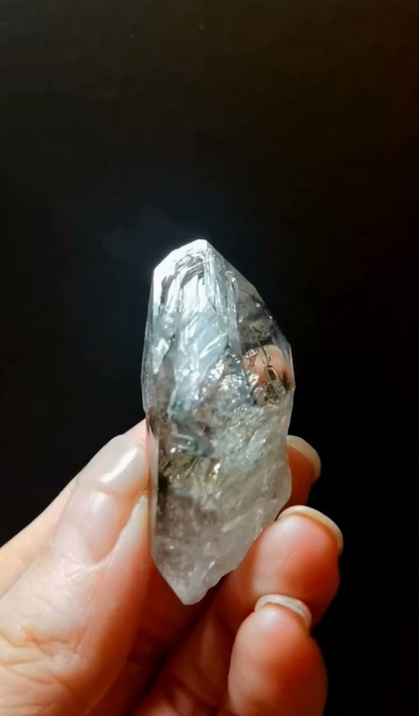 Complete front view of Tea-Tinted Skeletal Quartz from Namibia