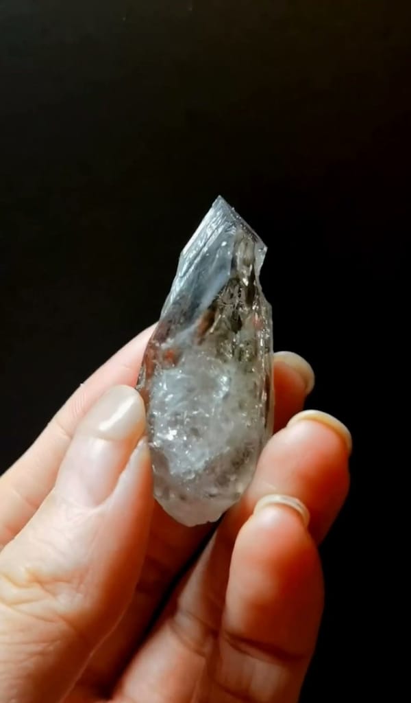 Complete side view of the exact Tea-Tinted Skeletal Quartz from Namibia